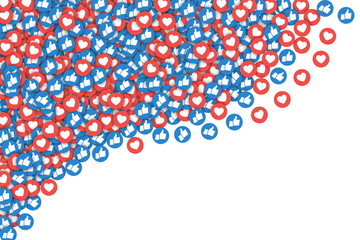 Vector 3D Social Network Like Icons Abstract Conceptual Illustration Isolated on White Background. Design Elements for Web, Internet, App, Advertisement, Promotion, Marketing, SMM, CEO, Business