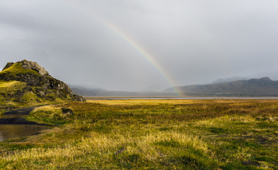 South Coast of Iceland with rainbow