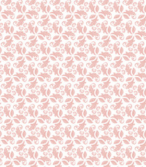 Floral pink ornament. Seamless abstract classic background with flowers. Pattern with repeating elements
