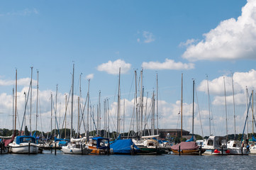 Many yachts near the pier