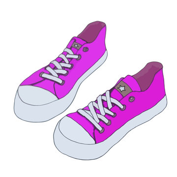 Canvas shoes. Vector footwear isolated on white background. Hand drawn illustrationчать