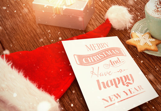 Christmas Card with Santa Hat Mockup 2