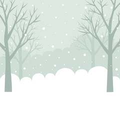 Winter forest with snow background