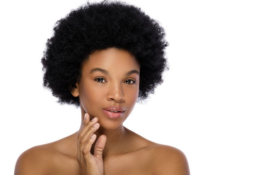 Young African Woman On White Background