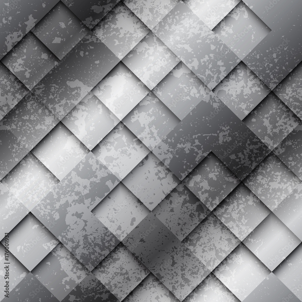 Poster seamless background. geometric abstract pattern of rrelief squares and grunge effect.