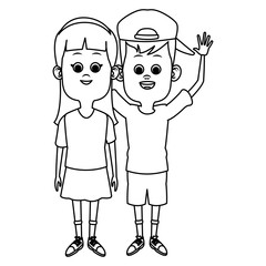 Cute kids friends cartoon icon vector illustration graphic design