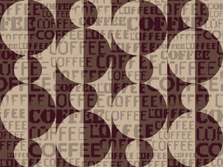 Coffee. Abstract coffee beans on brown background with a lettering.