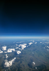 Fototapeta na wymiar High altitude view between sky and space , in to the dark