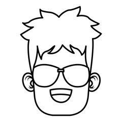Boy with sunglasses cartoon icon vector illustration graphic design