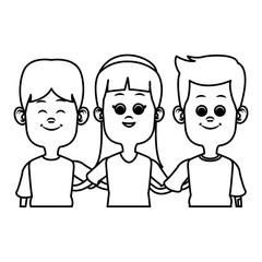 Cute kids friends cartoon icon vector illustration graphic design