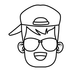 Boy with sunglasses cartoon icon vector illustration graphic design