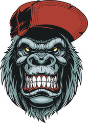 Monkey's head in a baseball cap