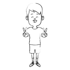 Cute and funny boy cartoon icon vector illustration graphic design