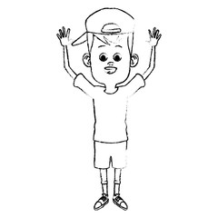 Cute and funny boy cartoon icon vector illustration graphic design