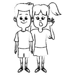 Cute kids friends cartoon icon vector illustration graphic design
