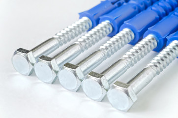 Lag bolt with plastic dowel