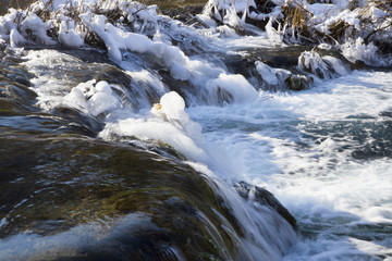 Winter in Plitvice lakes national park in Croatia