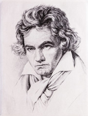 Portrait of Ludwig van Beethoven. - obrazy, fototapety, plakaty