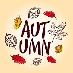 Autumn sale flyer template with lettering