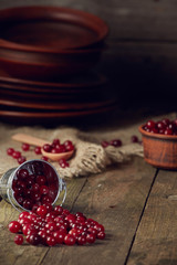 Scattered cranberry out of the bucket