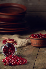 Scattered cranberry out of the bucket