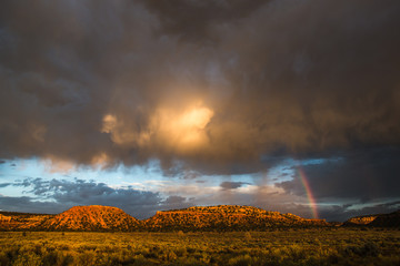 Rainbow in the Arizona desert landscape