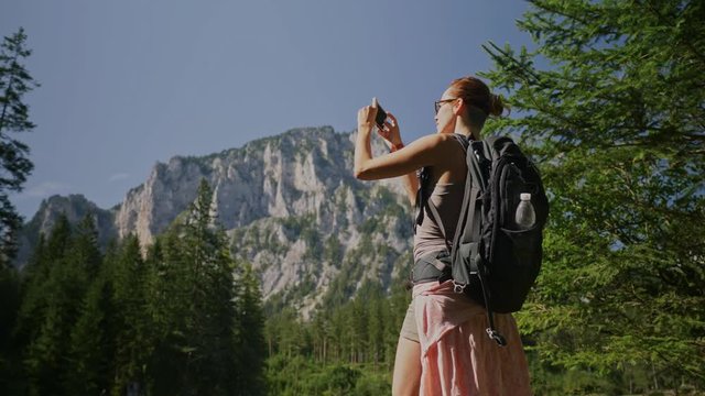 Beautiful woman hiker near Gruner See, Austria