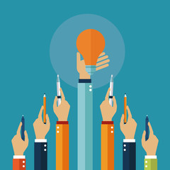 Hands in creative process icon vector illustration graphic design