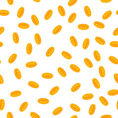 Bitcoin rain pattern. Profit is crypto currency background. Virtual money texture. Vector illustration