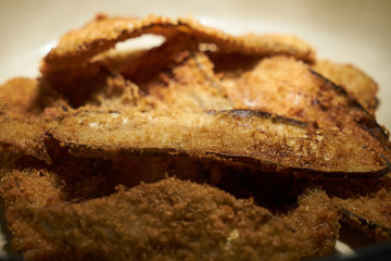 Delicious fried vegetable sliced eggplant