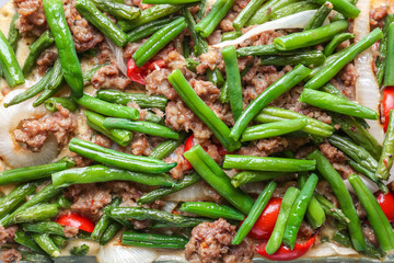 Yummy green bean casserole, closeup
