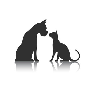 Dog and cat icon silhouette.