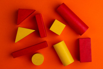 abstract square color composition with wood blocks