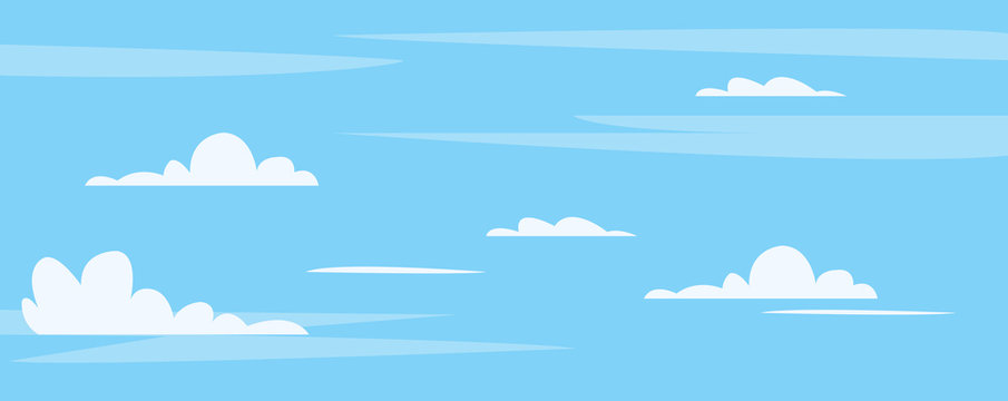 Beautiful blue sky with cute clouds background vector illustration.Clean sky on mid day.