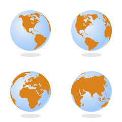 Set of Abstract Globe with World Map. 3D Vector Illustration.
