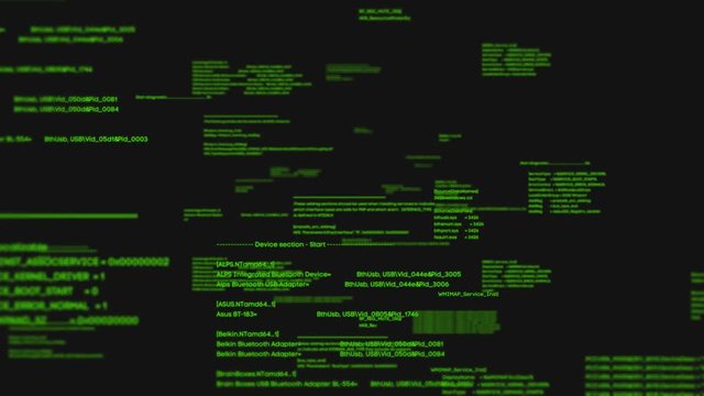 Abstract program code with digital noises on the screen
