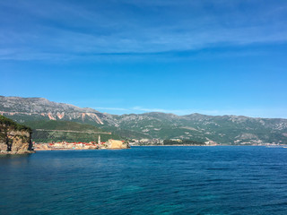 Fototapeta na wymiar Natural landscape sea and sky mountain background. Montenegro, Budva.