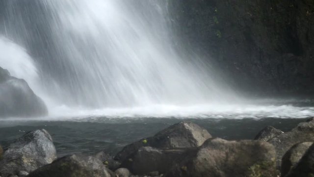 beautiful and powerful waterfall close up.