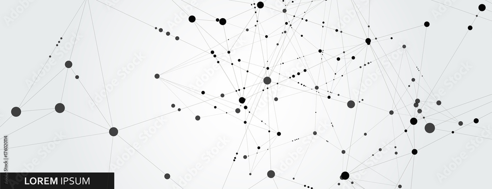 Poster Abstract connection structure on banner template. Vector science and technology background