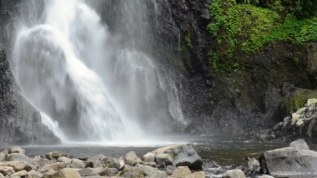 beautiful and powerful waterfall close up.