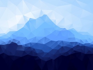 Triangle geometrical background with blue mountain range . Raster illustration.
