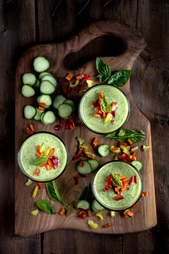 Cucumber and basil gazpacho soup