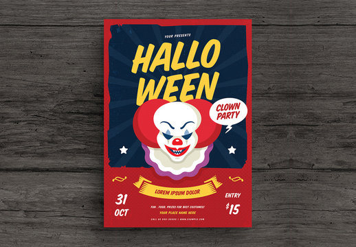Halloween Clown Party Flyer Layout 1