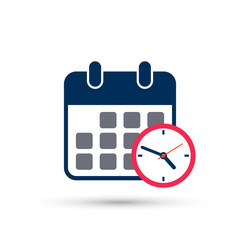 Calendar and Clock reminder icon. Vector isolated illustration