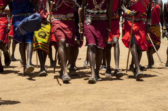 Maasai tribesmen in the Maasai Mara National Park.