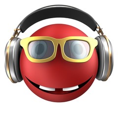 3d red emoticon smile