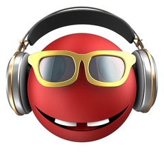 3d red emoticon smile