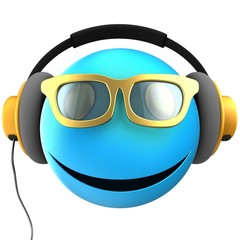 3d blue emoticon smile