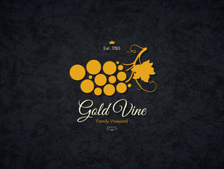 Vintage logotype for winery, vineyard, wine shop, wine list. Food and drinks logotype symbol design. Crumpled vintage paper background - 176025951