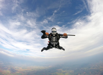 Fototapeta na wymiar Parachutist Costume Skeleton, Halloween